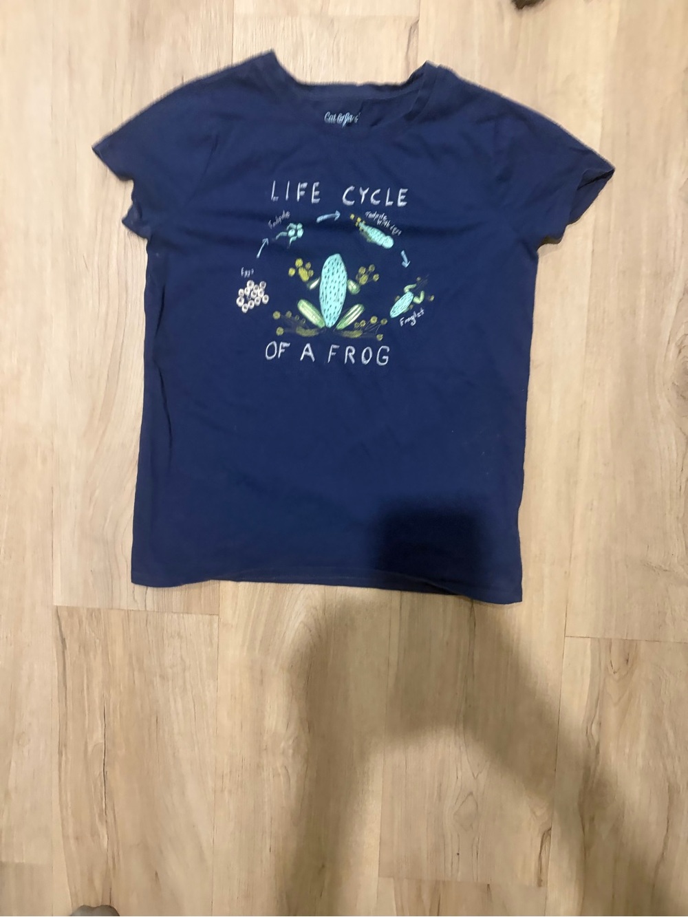 Cat & Jack Navy Short-Sleeve 'Life Cycle of a Frog' Graphic Tee size 10/12